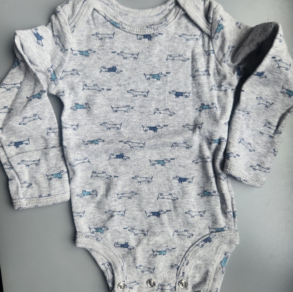 Carter's Gray and Blue Dog Pattern Bodysuit